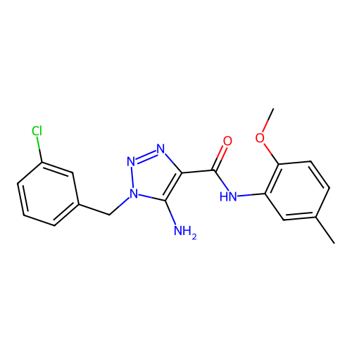 5-amino-1-(3-chlorobenzyl)-N-(2-methoxy-5-methylphenyl)-1H-1,2,3-triazole-4-carboxamide structure