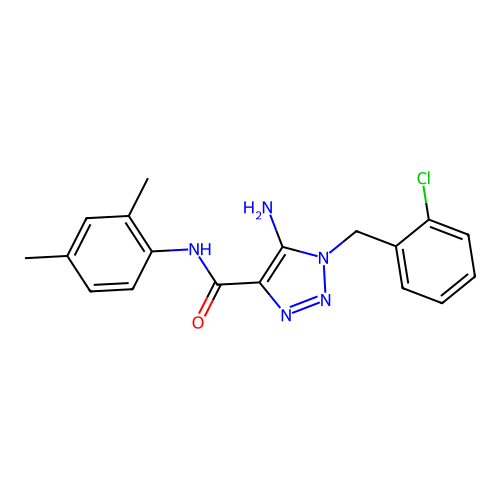 5-amino-1-[(2-chlorophenyl)methyl]-N-(2,4-dimethylphenyl)triazole-4-carboxamide structure