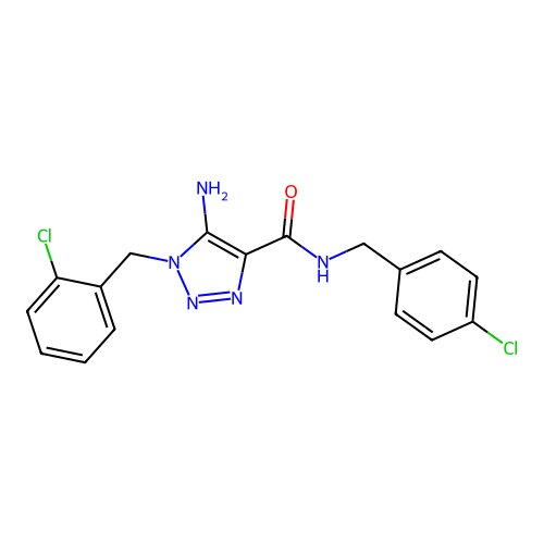 5-amino-1-(2-chlorobenzyl)-N-(4-chlorobenzyl)-1H-1,2,3-triazole-4-carboxamide structure