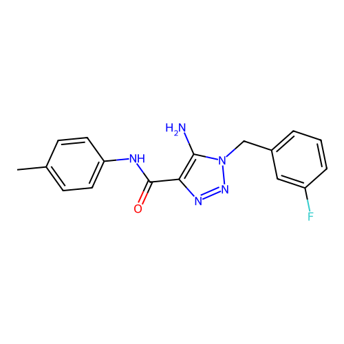 5-amino-1-(3-fluorobenzyl)-N-(4-methylphenyl)-1H-1,2,3-triazole-4-carboxamide structure