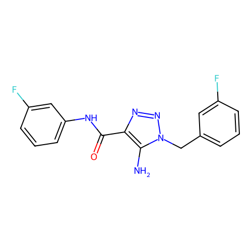 5-amino-N-(3-fluorophenyl)-1-[(3-fluorophenyl)methyl]triazole-4-carboxamide structure