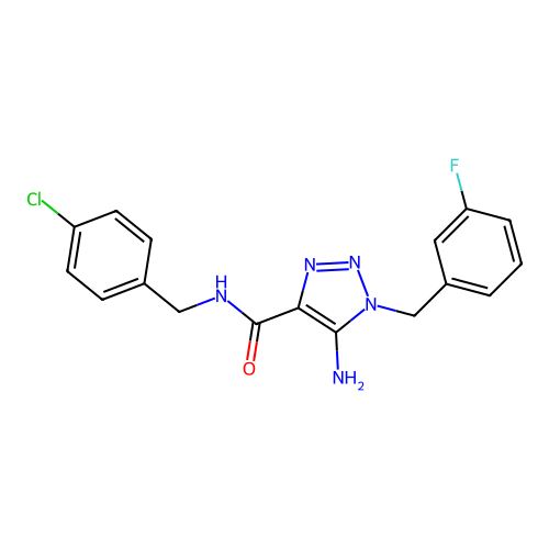 5-amino-N-(4-chlorobenzyl)-1-(3-fluorobenzyl)-1H-1,2,3-triazole-4-carboxamide structure