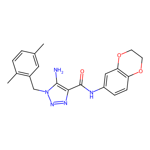 5-amino-N-(2,3-dihydro-1,4-benzodioxin-6-yl)-1-(2,5-dimethylbenzyl)-1H-1,2,3-triazole-4-carboxamide structure