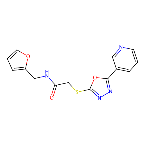N-(furan-2-ylmethyl)-2-((5-(pyridin-3-yl)-1,3,4-oxadiazol-2-yl)thio)acetamide structure