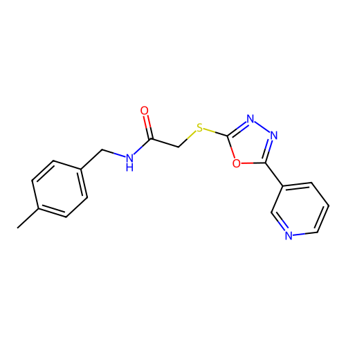 N-[(4-METHYLPHENYL)METHYL]-2-{[5-(PYRIDIN-3-YL)-1,3,4-OXADIAZOL-2-YL]SULFANYL}ACETAMIDE structure