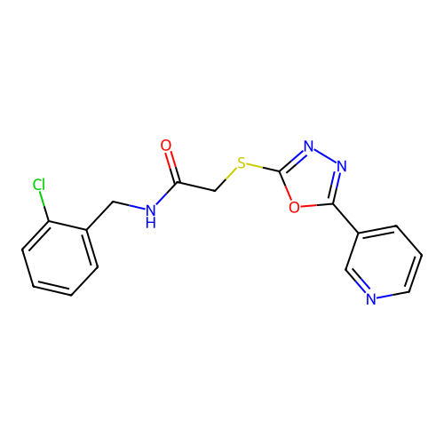 N-(2-chlorobenzyl)-2-((5-(pyridin-3-yl)-1,3,4-oxadiazol-2-yl)thio)acetamide structure