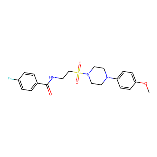 4-fluoro-N-(2-((4-(4-methoxyphenyl)piperazin-1-yl)sulfonyl)ethyl)benzamide structure
