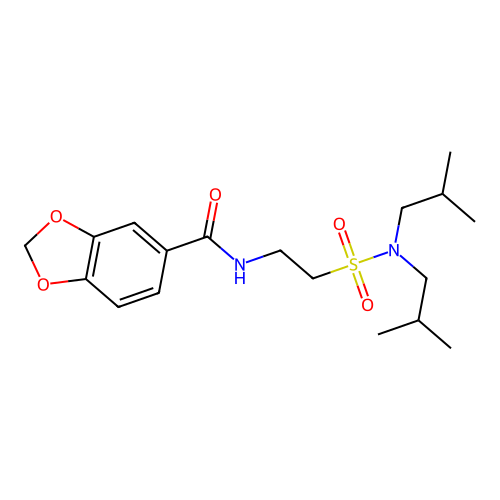 N-(2-(N,N-diisobutylsulfamoyl)ethyl)benzo[d][1,3]dioxole-5-carboxamide structure
