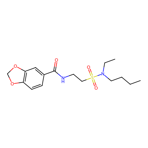 N-[2-[butyl(ethyl)sulfamoyl]ethyl]-1,3-benzodioxole-5-carboxamide structure