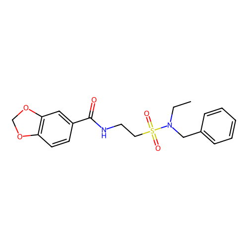 N-[2-[benzyl(ethyl)sulfamoyl]ethyl]-1,3-benzodioxole-5-carboxamide structure