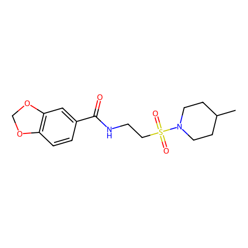 N-[2-(4-methylpiperidin-1-yl)sulfonylethyl]-1,3-benzodioxole-5-carboxamide structure