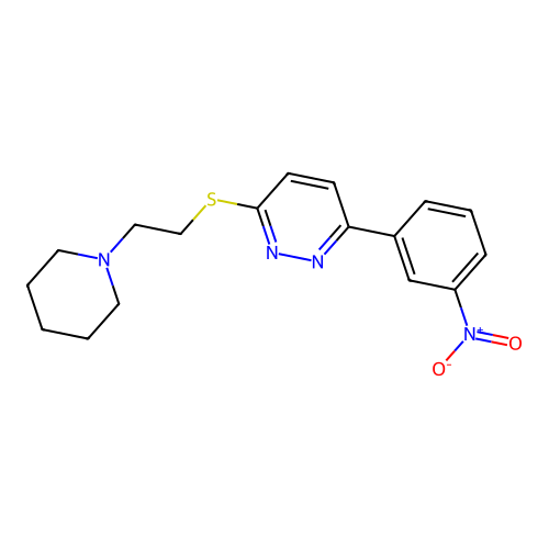 3-(3-Nitrophenyl)-6-(2-piperidin-1-ylethylsulfanyl)pyridazine structure