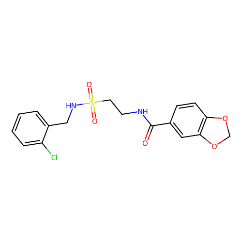 N-[2-[(2-chlorophenyl)methylsulfamoyl]ethyl]-1,3-benzodioxole-5-carboxamide structure