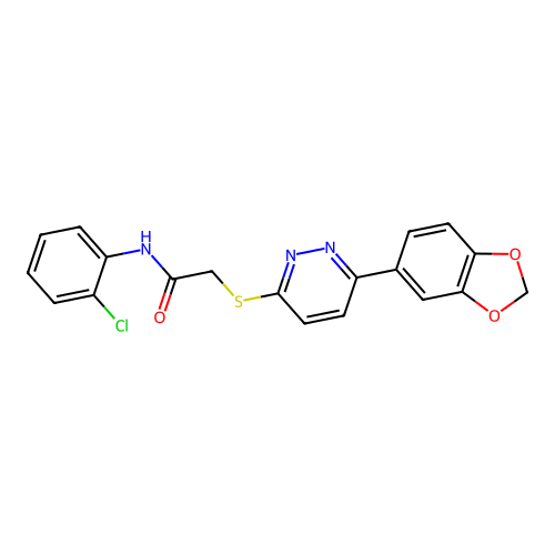 2-[6-(1,3-benzodioxol-5-yl)pyridazin-3-yl]sulfanyl-N-(2-chlorophenyl)acetamide structure