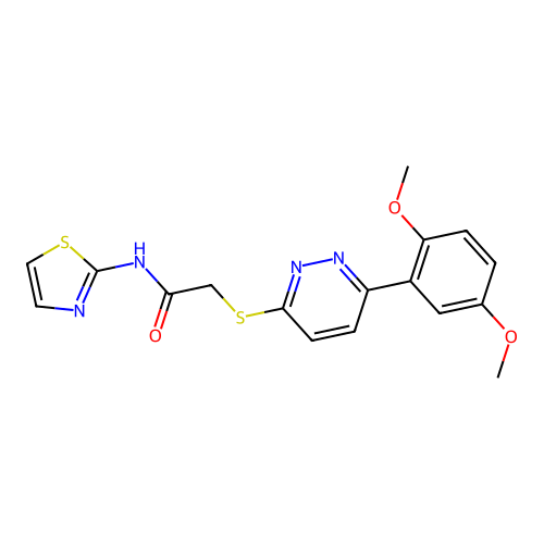 2-((6-(2,5-dimethoxyphenyl)pyridazin-3-yl)thio)-N-(thiazol-2-yl)acetamide structure