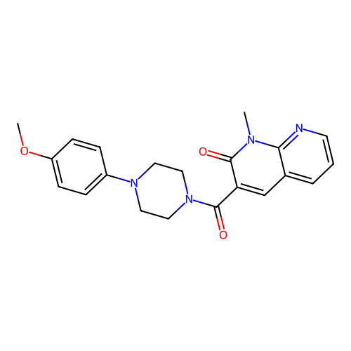 3-(4-(4-methoxyphenyl)piperazine-1-carbonyl)-1-methyl-1,8-naphthyridin-2(1H)-one structure