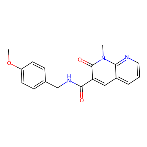 N-(4-methoxybenzyl)-1-methyl-2-oxo-1,2-dihydro-1,8-naphthyridine-3-carboxamide structure