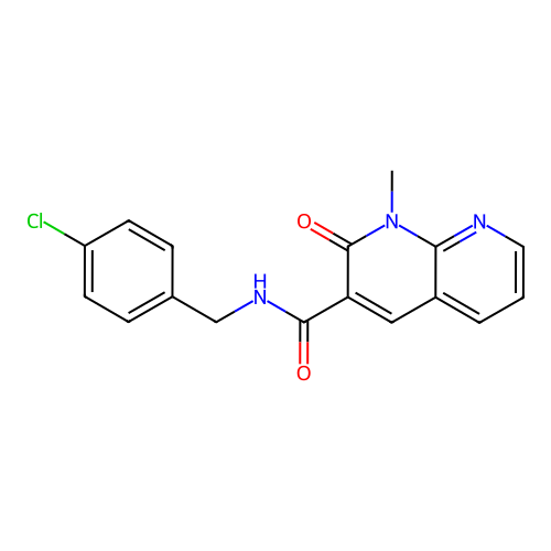 N-(4-chlorobenzyl)-1-methyl-2-oxo-1,2-dihydro-1,8-naphthyridine-3-carboxamide structure