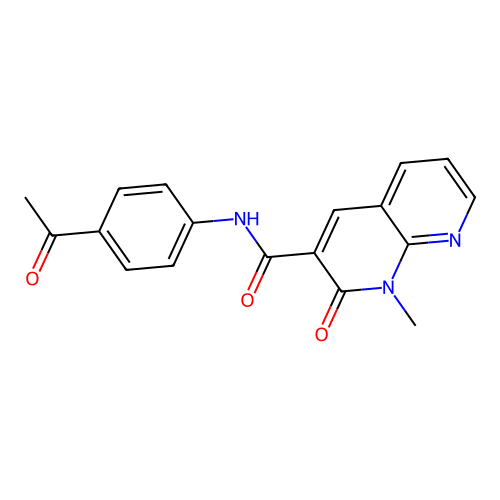 N-(4-acetylphenyl)-1-methyl-2-oxo-1,2-dihydro-1,8-naphthyridine-3-carboxamide structure