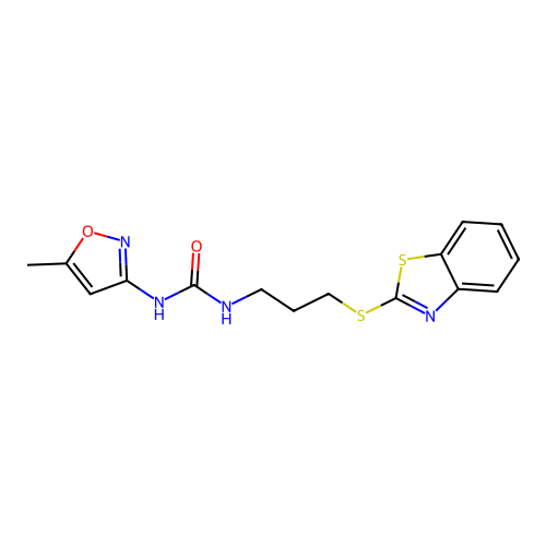 1-(3-(Benzo[d]thiazol-2-ylthio)propyl)-3-(5-methylisoxazol-3-yl)urea structure