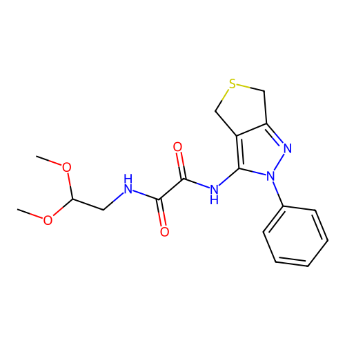 N-(2,2-dimethoxyethyl)-N'-(2-phenyl-4,6-dihydrothieno[3,4-c]pyrazol-3-yl)oxamide structure