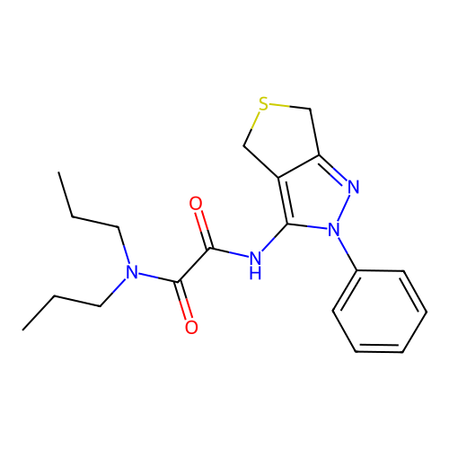 N-(2-phenyl-4,6-dihydrothieno[3,4-c]pyrazol-3-yl)-N',N'-dipropyloxamide structure