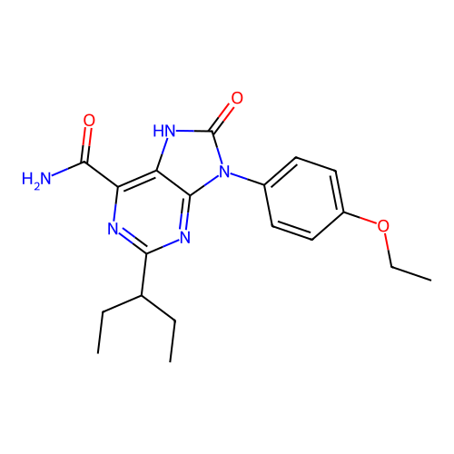 9-(4-ethoxyphenyl)-8-oxo-2-(pentan-3-yl)-8,9-dihydro-7H-purine-6-carboxamide structure