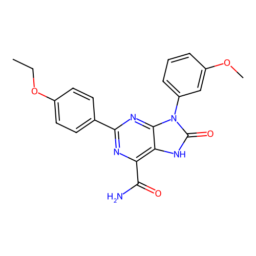 2-(4-ethoxyphenyl)-9-(3-methoxyphenyl)-8-oxo-8,9-dihydro-7H-purine-6-carboxamide structure