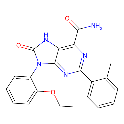 9-(2-ethoxyphenyl)-2-(2-methylphenyl)-8-oxo-7H-purine-6-carboxamide structure