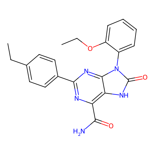 9-(2-ethoxyphenyl)-2-(4-ethylphenyl)-8-oxo-8,9-dihydro-7H-purine-6-carboxamide structure