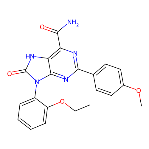 9-(2-ethoxyphenyl)-2-(4-methoxyphenyl)-8-oxo-8,9-dihydro-7H-purine-6-carboxamide structure
