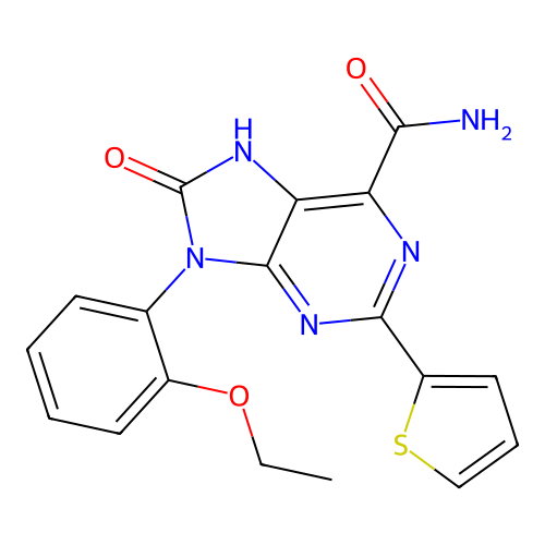 9-(2-ethoxyphenyl)-8-oxo-2-(thiophen-2-yl)-8,9-dihydro-7H-purine-6-carboxamide structure