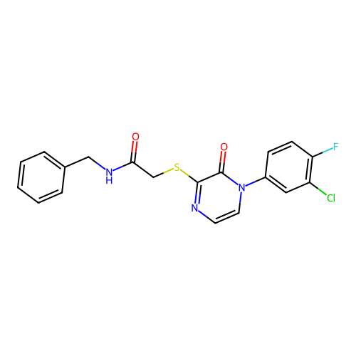 N-benzyl-2-[4-(3-chloro-4-fluorophenyl)-3-oxopyrazin-2-yl]sulfanylacetamide structure