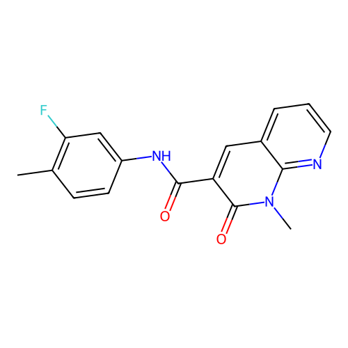 N-(3-fluoro-4-methylphenyl)-1-methyl-2-oxo-1,2-dihydro-1,8-naphthyridine-3-carboxamide structure