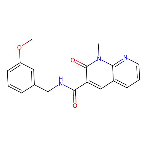 N-(3-methoxybenzyl)-1-methyl-2-oxo-1,2-dihydro-1,8-naphthyridine-3-carboxamide structure