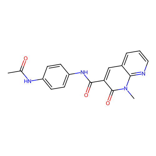 N-(4-acetamidophenyl)-1-methyl-2-oxo-1,2-dihydro-1,8-naphthyridine-3-carboxamide structure