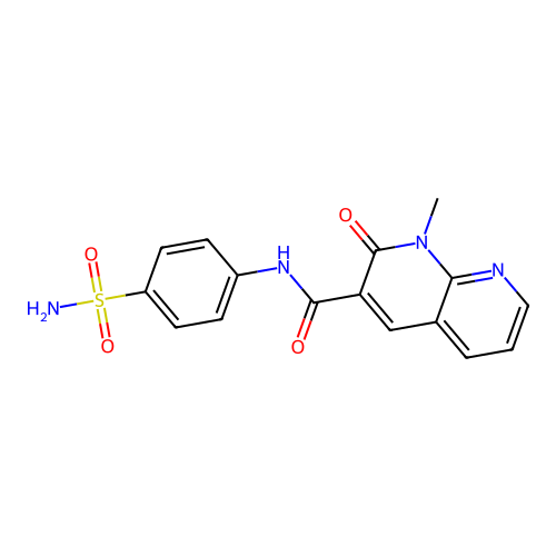 1-methyl-2-oxo-N-(4-sulfamoylphenyl)-1,2-dihydro-1,8-naphthyridine-3-carboxamide structure