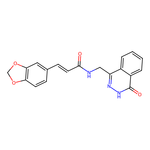 (E)-3-(1,3-benzodioxol-5-yl)-N-[(4-oxo-3H-phthalazin-1-yl)methyl]prop-2-enamide structure