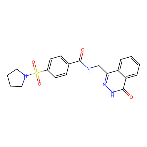 N-[(4-oxo-3H-phthalazin-1-yl)methyl]-4-pyrrolidin-1-ylsulfonylbenzamide structure