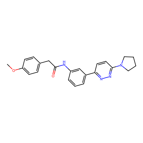2-(4-methoxyphenyl)-N-(3-(6-(pyrrolidin-1-yl)pyridazin-3-yl)phenyl)acetamide structure