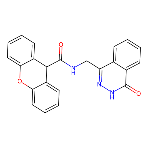 N-[(4-oxo-3H-phthalazin-1-yl)methyl]-9H-xanthene-9-carboxamide structure