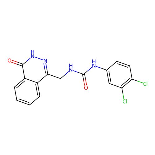 1-(3,4-dichlorophenyl)-3-[(4-oxo-3H-phthalazin-1-yl)methyl]urea structure