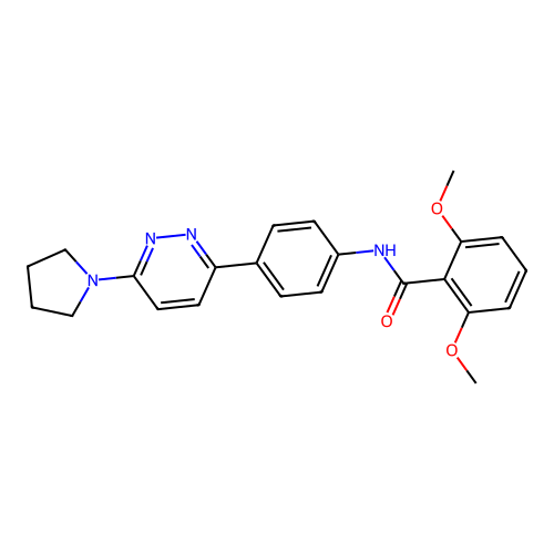 2,6-dimethoxy-N-(4-(6-(pyrrolidin-1-yl)pyridazin-3-yl)phenyl)benzamide structure