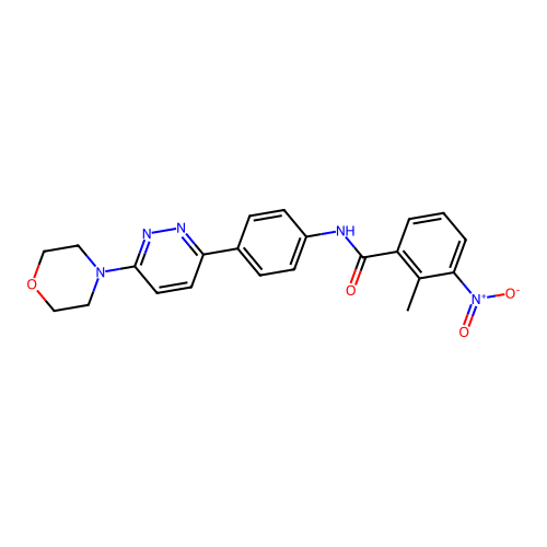 2-methyl-N-(4-(6-morpholinopyridazin-3-yl)phenyl)-3-nitrobenzamide structure
