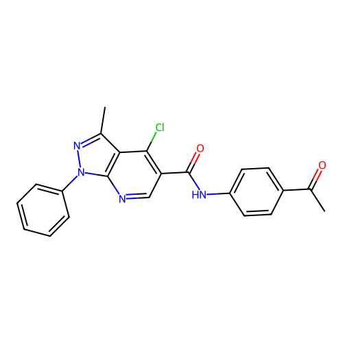 N-(4-acetylphenyl)-4-chloro-3-methyl-1-phenyl-1H-pyrazolo[3,4-b]pyridine-5-carboxamide structure