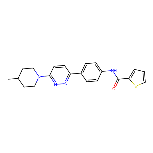 N-(4-(6-(4-methylpiperidin-1-yl)pyridazin-3-yl)phenyl)thiophene-2-carboxamide structure