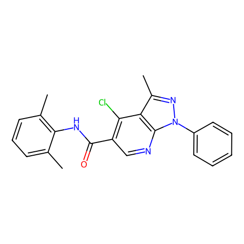 4-chloro-N-(2,6-dimethylphenyl)-3-methyl-1-phenyl-1H-pyrazolo[3,4-b]pyridine-5-carboxamide structure
