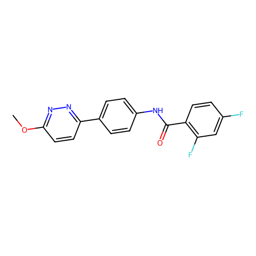 2,4-difluoro-N-[4-(6-methoxypyridazin-3-yl)phenyl]benzamide structure