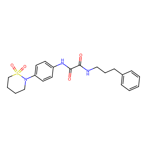 N'-[4-(1,1-dioxothiazinan-2-yl)phenyl]-N-(3-phenylpropyl)oxamide structure
