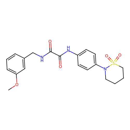 N'-[4-(1,1-dioxothiazinan-2-yl)phenyl]-N-[(3-methoxyphenyl)methyl]oxamide structure